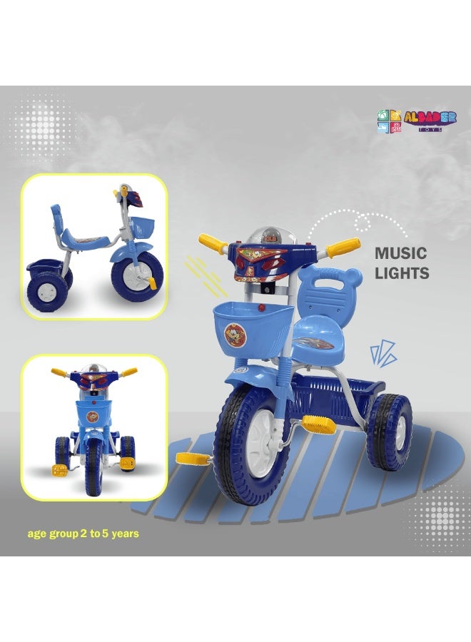 AL BADER Kids Balance Bike Kids Tricycles for 2-5 Years, Three Wheel Tricycle For Toddlers with One Seat, 3 Wheel Baby Bicycle With Basket, Toddlers Trike With Music and Lights, Blue " - Image 3
